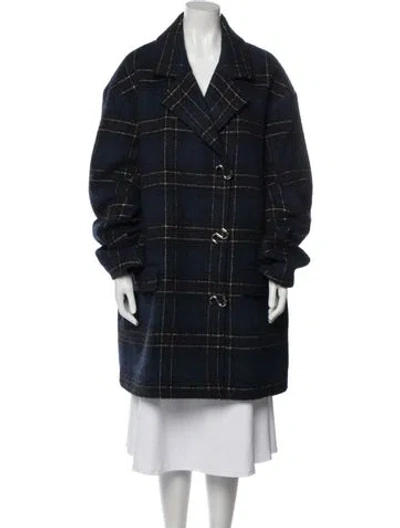 Pre-owned Tibi Wool Plaid Print Denim Jacket In Blue