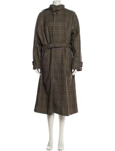 Pre-owned Tibi Wool Plaid Print Faux Fur Vest In Brown