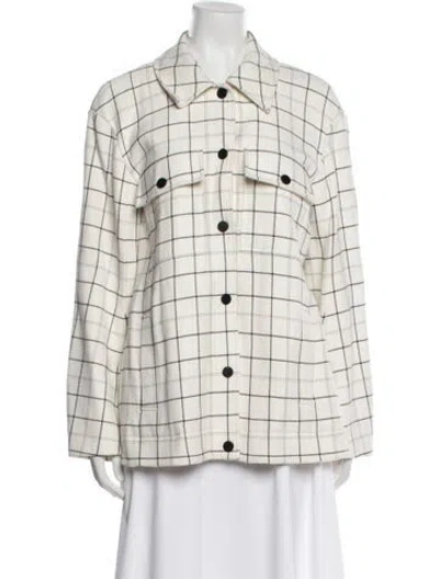Pre-owned Tibi Wool Plaid Print Peacoat In Neutral
