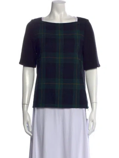 Pre-owned Tibi Wool Plaid Print Sweater In Blue