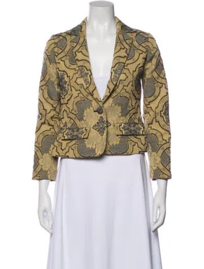 Pre-owned Tibi Wool Printed Blazer In Neutral