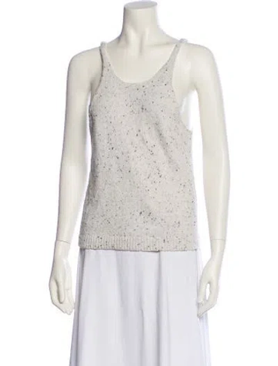 Pre-owned Tibi Wool Printed Top In White
