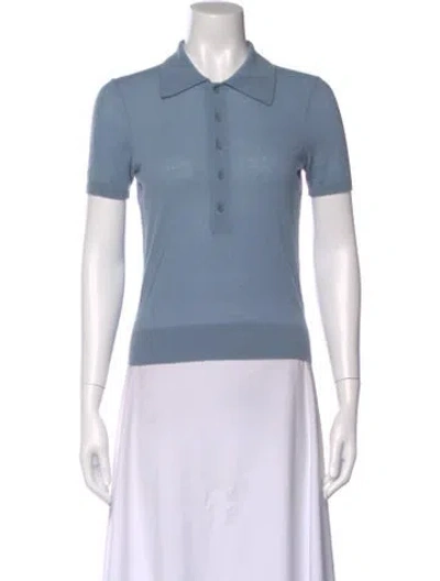 Pre-owned Tibi Wool Short Sleeve Polo In Blue