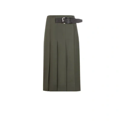 Tibi High-waist Pleated Skirt In Green