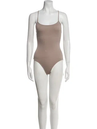 Pre-owned Tibi Wool Square Neckline Bodysuit In Neutral