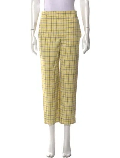 Pre-owned Tibi Wool Straight Leg Pants In Yellow