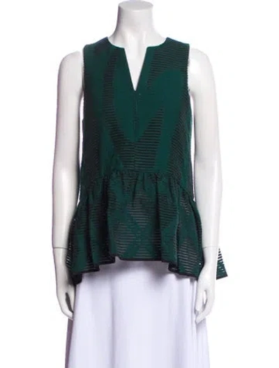 Pre-owned Tibi Wool Striped Blouse In Green