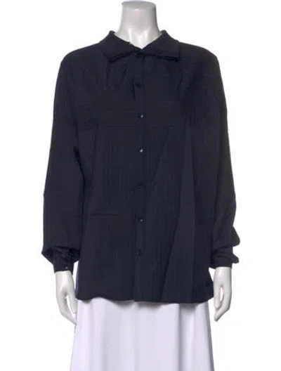 Pre-owned Tibi Wool Striped Button-up Top W/ Tags In Blue
