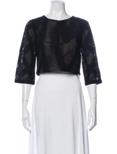 Pre-owned Tibi Wool Striped Crop Top In Black