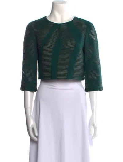 Pre-owned Tibi Wool Striped Crop Top In Green