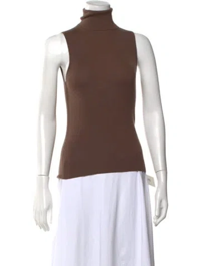 Pre-owned Tibi Wool Turtleneck Top In Brown