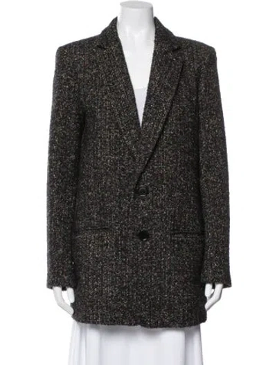 Pre-owned Tibi Wool Tweed Pattern Blazer In Black