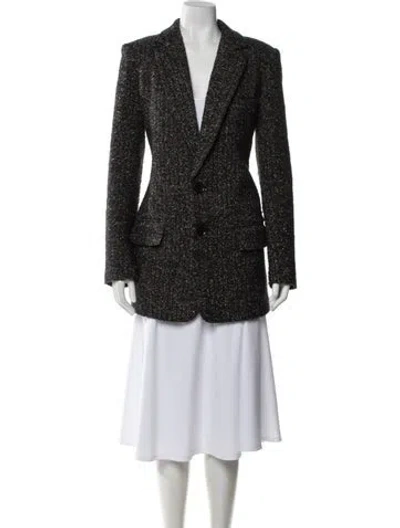 Pre-owned Tibi Wool Tweed Pattern Blazer In Black