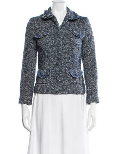 Pre-owned Tibi Wool Tweed Pattern Blazer In Blue
