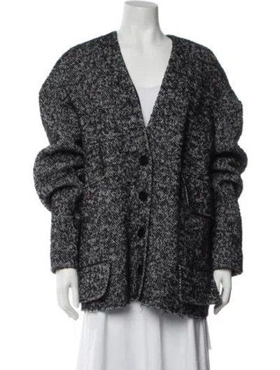 Pre-owned Tibi Wool Tweed Pattern Jacket In Black