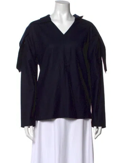 Pre-owned Tibi Wool V-neck Blouse In Black
