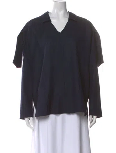 Pre-owned Tibi Wool V-neck Blouse In Blue