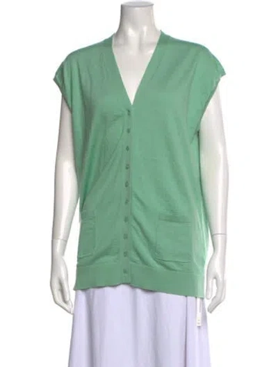 Pre-owned Tibi Wool V-neck Sweater In Green