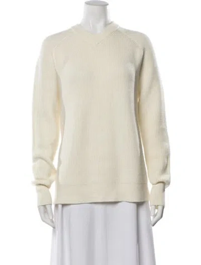 Pre-owned Tibi Wool V-neck Sweater W/ Tags In Neutrals