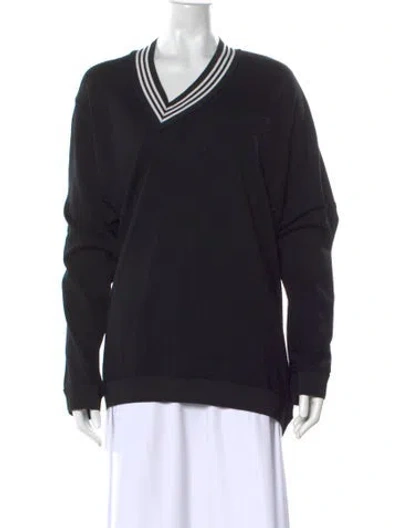 Pre-owned Tibi Wool V-neck Sweatshirt In Black