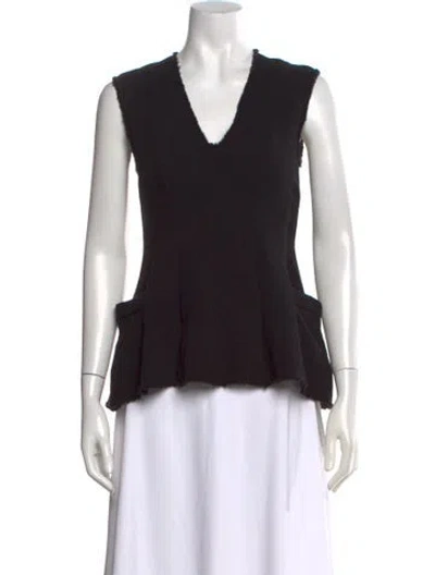 Pre-owned Tibi Wool V-neck Top In Black
