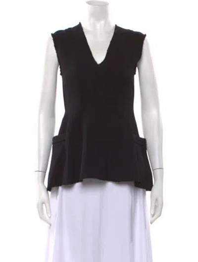 Pre-owned Tibi Wool V-neck Top In Black