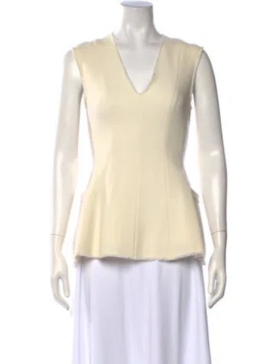 Pre-owned Tibi Wool V-neck Top In Neutrals