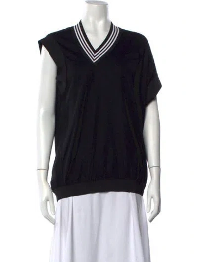 Pre-owned Tibi Wool V-neck Top W/ Tags In Black