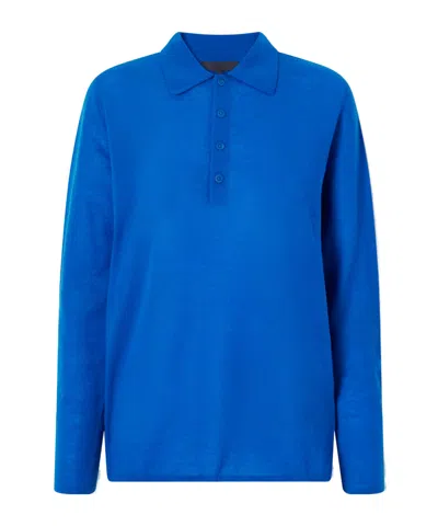 Tibi Wool-blend Knit Polo Sweater In Blue