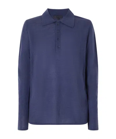 Tibi Wool-blend Knit Polo Sweater In Blue