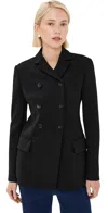 Tibi Wren Crepe Knit Fitted Blazer Black In Black