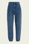Tibi Zippered Denim Jogger In Classic Blue In Blue