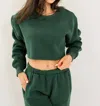 Tic Toc Amelia Crop Sweatshirt In Hunter Green