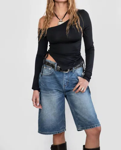 Tic Toc Elevated Asymmetrical Ruched Top In Black