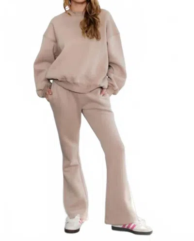 Tic Toc Flare Leg Sweatpants In Taupe In Brown