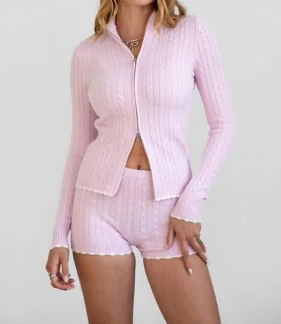 Tic Toc Knit Sweater Shorts In Bubble Gum In Multi