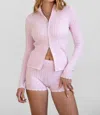 Tic Toc Knit Sweater Shorts In Bubble Gum In Multi