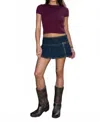 Tic Toc Luche Denim Washed Mini Skirt In Blue In Blue