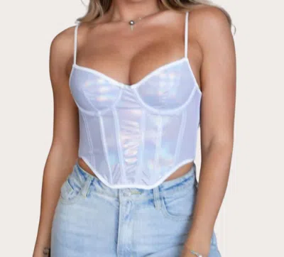Tic Toc Rave Iridescent Corset Top In Purple