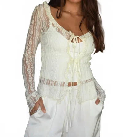 Tic Toc Ravenlee Sheer Tie Long Sleeve Top In Cream In White