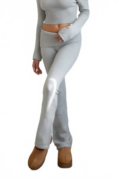 Tic Toc Reily Lounge Fold Over Pants In Light Grey In Gray