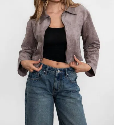 Tic Toc Suede Cropped Jacket In Grey In Gray