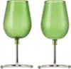 Tickle Silver & Green Slowly Rising Wine Glass In Pine