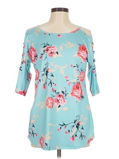 Pre-owned Tickled Teal 3/4 Sleeve Blouse In Blue