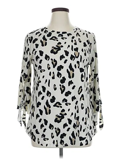 Pre-owned Tickled Teal 3/4 Sleeve Blouse In Silver