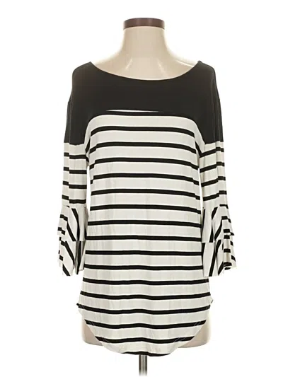 Pre-owned Tickled Teal 3/4 Sleeve Top Ivory Boatneck Tops