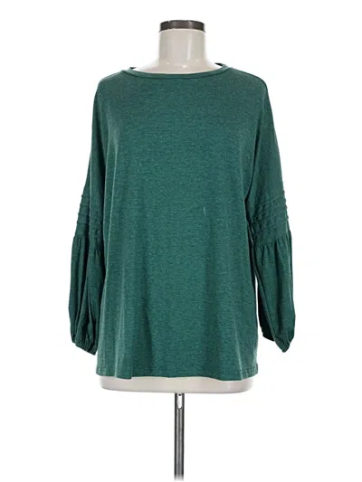 Pre-owned Tickled Teal 3/4 Sleeve Top Teal Boatneck Tops
