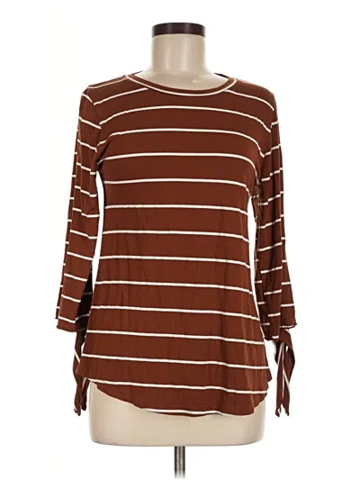 Pre-owned Tickled Teal 3/4 Sleeve T-shirt In Brown