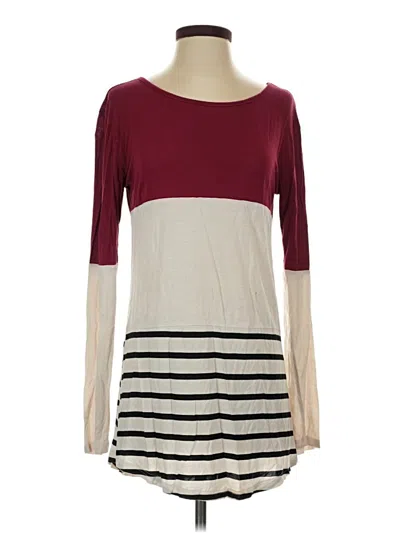 Pre-owned Tickled Teal 3/4 Sleeve T-shirt In Burgundy