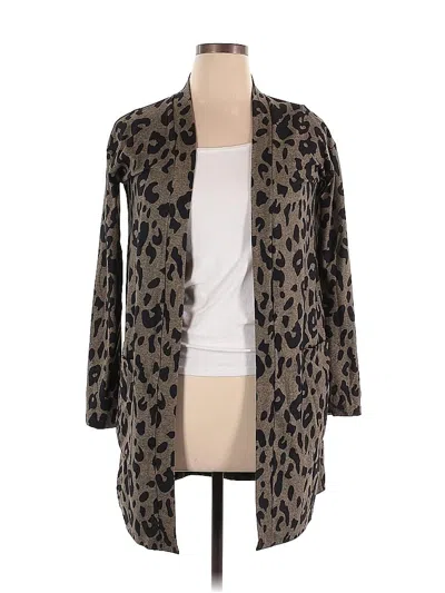 Pre-owned Tickled Teal Cardigan Sweater In Brown